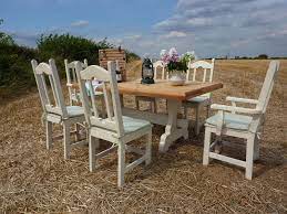 Huge Rustic Outdoor Dining Set Painted