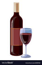 Wine Bottle And Glass Cartoon