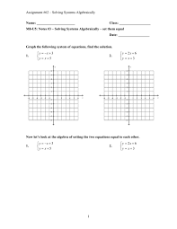 Solving Systems Algebraically Notes And