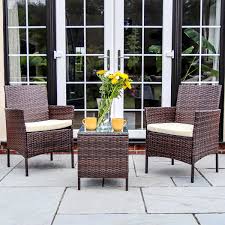 2 Seat Rattan Bistro Set Garden