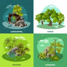 Landscape Gardening 4 Flat Icons