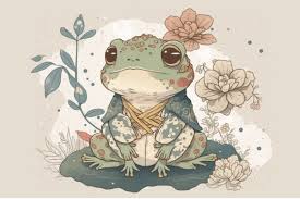Cute Frog With Flowers Ilration 3