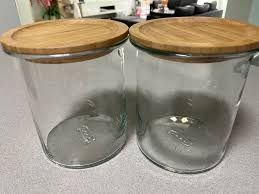 Ikea Glass Jars With Wooden Lid X2