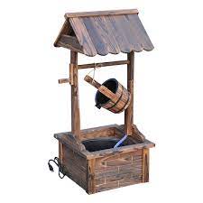 Outsunny Carbonized Wooden Wishing Well