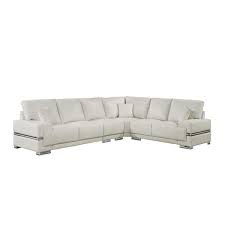 Kivington 129 13 In W Breathable Faux Leather L Shaped Sectional In White