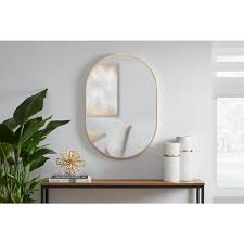 Stylewell Medium Modern Oval Gold Framed Mirror 22 In W X 32 In H