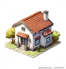 Isometric Family House Building Icon In