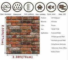 Brown 3d Foam Wallpaper For Home Brick