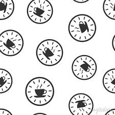 Coffee Break Icon In Flat Style Clock