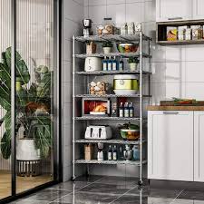 7 Tier Chrome Kitchen Shelf Metal Storage Shelf Height Adjustable