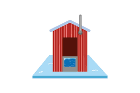 Ice Fishing Hole With Hut Svg Cut File