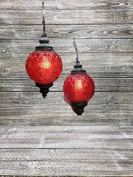 Vintage Red Glass Swag Lamps Bohemian