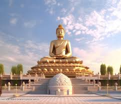 A Large Gold Statue Of A Buddha