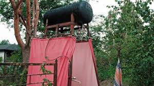 Summer Camp Improvised Outdoor Shower