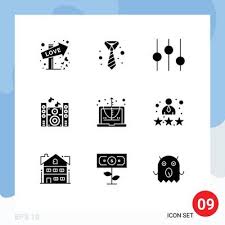 Set Of 9 Modern Ui Icons Symbols Signs