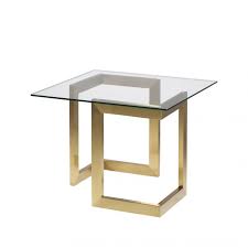 Geo End Table W Gold Base Glass Top