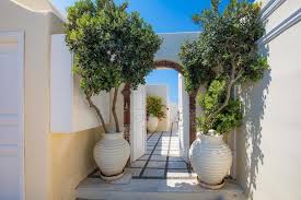Traditional Greek Hotel Entrance With