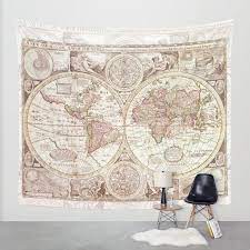 World Map Tapestry Wall Hanging Dorm