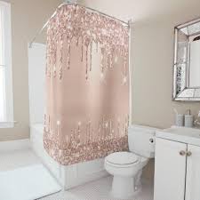 Pink Rose Gold Blush Glam Shower Curtain