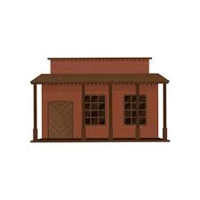 Small Western House With Wood Door And