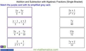 Algebraic Fractions Single Brackets