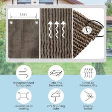 12 Ft X 20 Ft 90 Shade Fabric Sun Shade Cloth Privacy Screen For Outdoor Patio Garden Pergola Cover Canopy Mocha