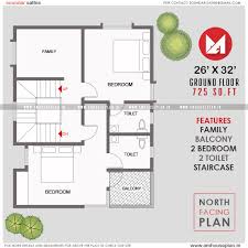 26 X 32 Perfect North Facing House Plan