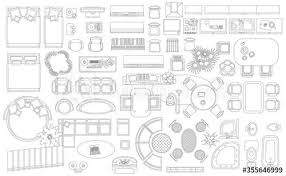 Set Of Linear Icons Interior Top View