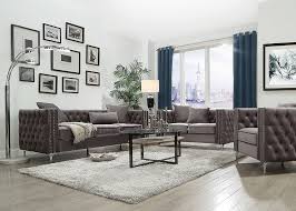 Dark Gray On Tufted Velvet Sofa