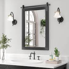 Paihome 18 In W X 26 In H Medium Square Mirrors Wood Framed Mirrors Wall Mirrors Bathroom Vanity Mirror Barn Mirror In Black