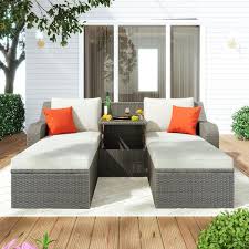 Wicker Outdoor Chaise Lounge Patio Sofa
