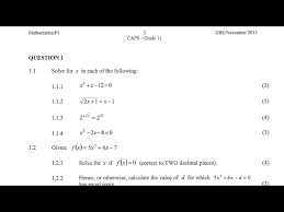 Grade 11 Mathematics Paper 1 Nov 2016