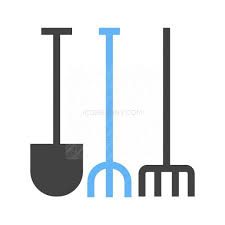 Gardening Tools Blue Black Icon Iconbunny