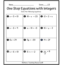 Solving One Step Equations Test