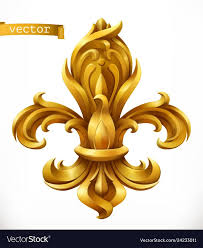 Fleur De Lis Stylized Lily Gold Emblem