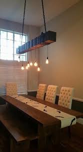 reclaimed wood beam chandelier with