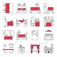 Furniture Line Icons Set Furniture