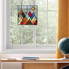 River Of Goods Beyond The Mountain Tops Stained Glass Window Panel Amber