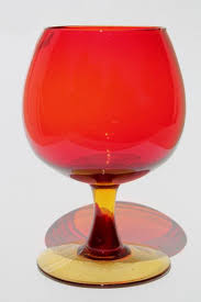 Vintage Red Orange Amberina Art Glass