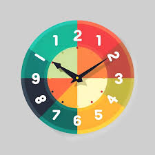 Colorful Clock Icon Ilration Flat