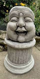 Stone Garden Happy Smiling Buddha Head