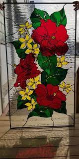 P 286 Flowers Stained Glass Hanging