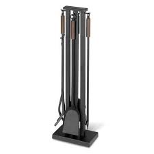 Modern Black Fireplace Tool Set With