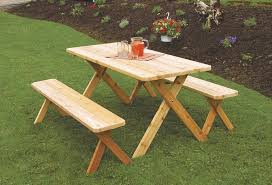 A L Furniture Western Red Cedar Crossleg Picnic Table With 2 Benches