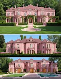 Pink Luxury Mansion With Large Gardens