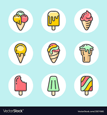 Ice Cream Color Icon Set Royalty Free