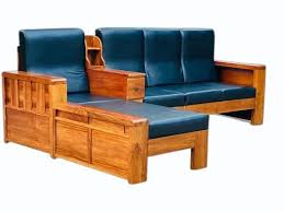 Leather 4 Seater Sheesham Wood Sofa Set