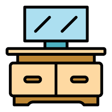 Tv Room Table Icon Color Outline Vector