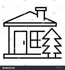 Mountain Wood House Icon Outline
