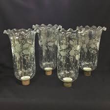 Set Of Four Antique Glass Hurricane Shades